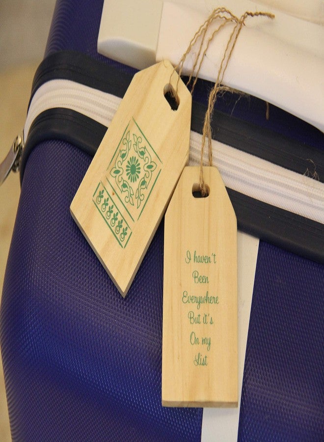 IVEI Wooden Travelling Luggage Tags - Bag Security Tag - Engraved Luggage Tags - Bag Tags with Quote - Suitcase Tags - Printed Tags - Sturdy and Light Weight - Gift for Travellers (Set of 2) - Green - Image 3